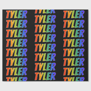 Eerste naam Regenboog "TYLER"; Leuk & Kleurrijk Cadeaupapier
