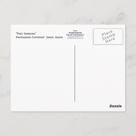 Eerste Narrows Briefkaart (Achterkant)