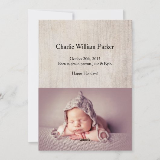 Eerste Noel Baby kerst Label rustieke fotokaart Feestdagenkaart (Achterkant)