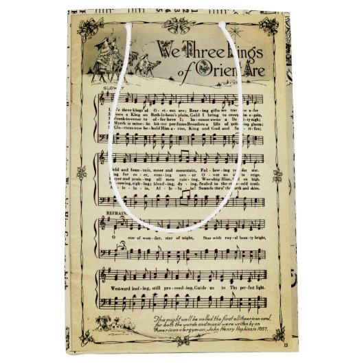 Eerste Noel Music Sheet Gift Bag Medium Cadeauzakje (Voorkant)