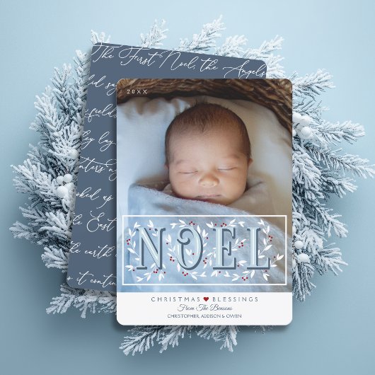 Eerste Noel Overlay Baby Foto Kerst Kaart