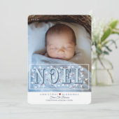 Eerste Noel Overlay Baby Foto Kerst Kaart (Staand voorkant)