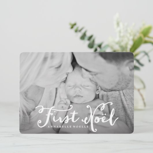 Eerste noel | Vakantieknopkaart Feestdagenkaart (Staand voorkant)
