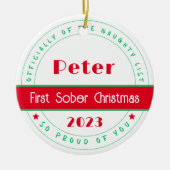 Eerste nuchtere kerst, minimale nuchterheid keramisch ornament (Voorkant)