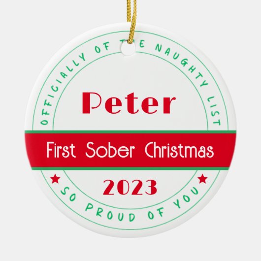 Eerste nuchtere kerst, minimale nuchterheid keramisch ornament (Voorkant)