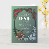 Eerste nuchtere verjaardagskaart van de groep kaart (Gele Bloem)