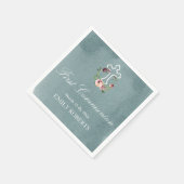 eerste oceaan marsala floral monogram in de gemeen servet (Hoek)