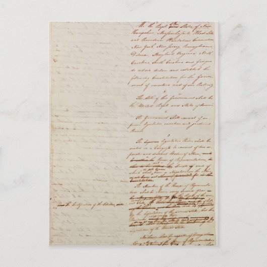 Eerste ontwerp van de grondwet van de VS Briefkaart (Voorkant)