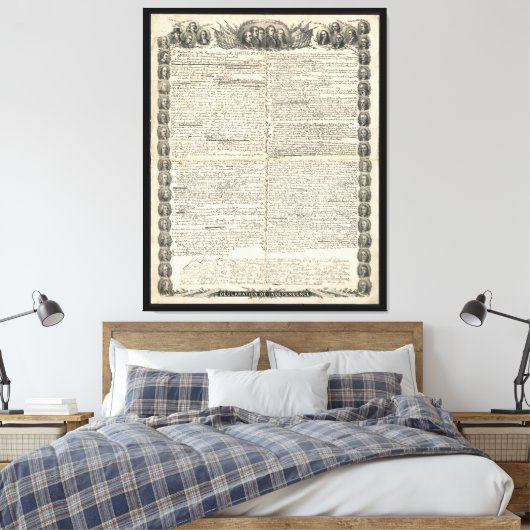 Eerste ontwerp van de onafhankelijkheidsverklaring canvas afdruk (Insitu (Slaapkamer))