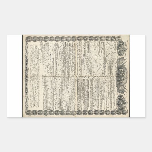 Eerste ontwerp van de onafhankelijkheidsverklaring rechthoekige sticker (Voorkant)