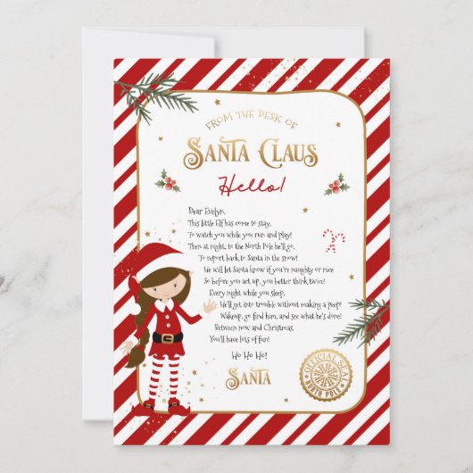 Eerste oproep Elf Arrival Welkomstbrief Kaart (Voorkant)