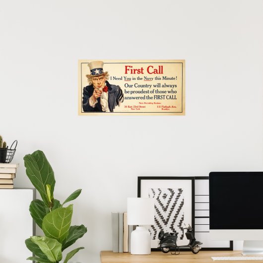 Eerste oproep! Jij in de marine deze minuut. Ameri Poster (Thuiskantoor)