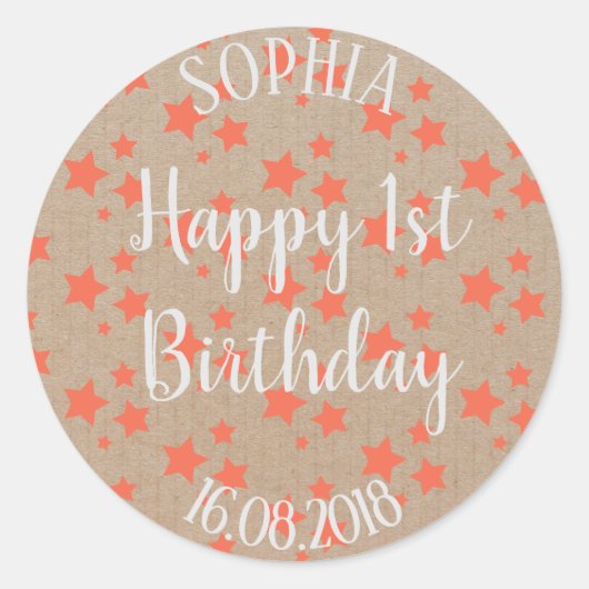 Eerste Oranje zeesterstaartwapier Ronde Sticker (Voorkant)