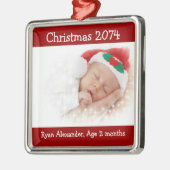 Eerste Ornament met kerstrood en witte foto (Links)