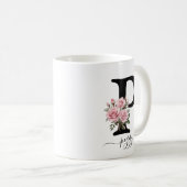 Eerste P Monogram Bloem Roze Rozen Mok (Voorkant rechts)