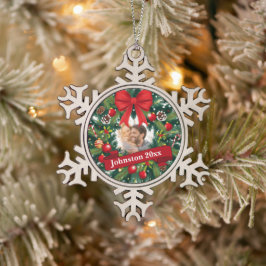 Eerste paar familie kerst tin sneeuwvlok ornament
