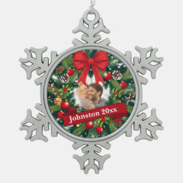 Eerste paar familie kerst tin sneeuwvlok ornament