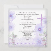 Eerste Paars-roze-kunstmeisje van de Heilige Commu Kaart (Achterkant)