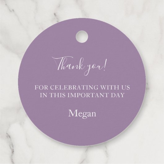 Eerste Paarse en goudkleurige goudsmeuigmerken van Bedankjes Labels (Achterkant)