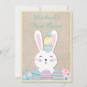 Eerste Paasdag Bunny en Eggs Holiday Kaart (Voorkant)