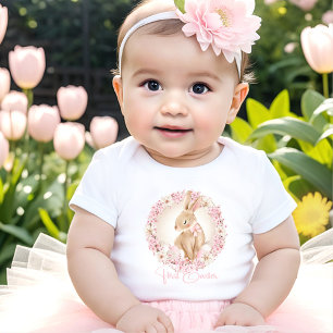 Eerste paasje Schattige paashaas roze Romper