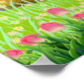 Eerste paaskonijn in een mandje op maat poster (Hoek)