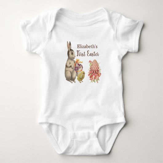 Eerste paaskraambed Vintage Bunny Rabbit Romper (Voorkant)