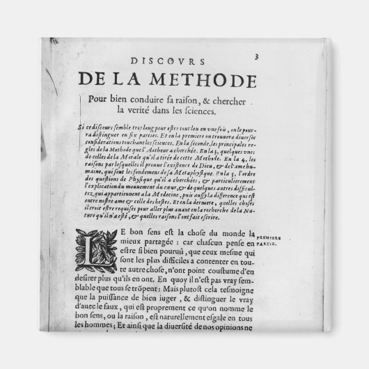 Eerste pagina van 'Discours de la Methode' van Ren Magneet (Voorkant)