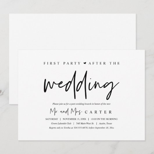 Eerste partij na de bruiloft kaart (Voorkant / Achterkant)