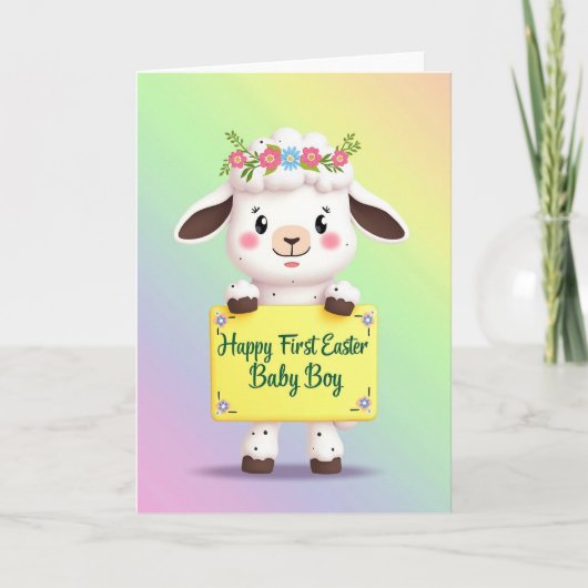 Eerste Pasen Baby Jongen Kaart (Voorkant)