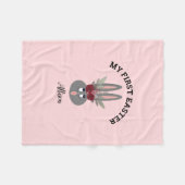 Eerste Pasen Blush Pink Floral Bunny op maat Fleece Deken (Voorkant (Horizontaal))