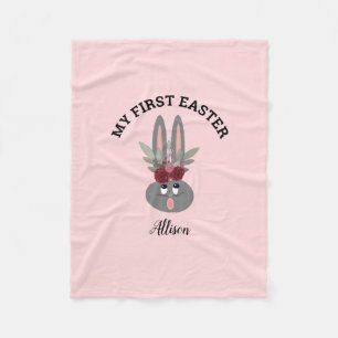 Eerste Pasen Bunny Rabbit Blush Pink Personated Fleece Deken