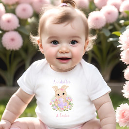 Eerste Pasen Gepersonaliseerde Naam Meisje Roze Pa Romper