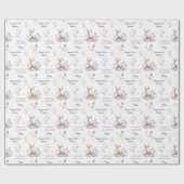 Eerste Pasen Meisje Konijntje Gepersonaliseerde Na Cadeaupapier (Vlak)