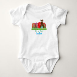 Eerste Pasen met Eieren en Konijn Baby Bodysuit
