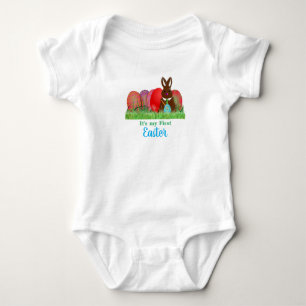 Eerste Pasen met Eieren en Konijn Baby Bodysuit