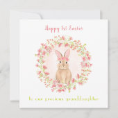 Eerste Pasen Roze Bunny Meisje Kleindochter Kaart (Voorkant)