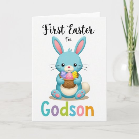 Eerste Pasen voor peetzoon kaart (Voorkant)