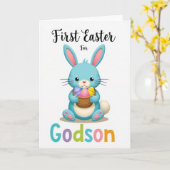 Eerste Pasen voor peetzoon kaart (Gele Bloem)