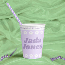 Eerste Periode Partij Paarse Cartoon Bloempatroon