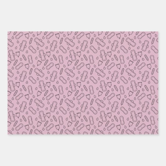 Eerste Periode Partij Pastel Roze Tampon Pad Patro Inpakpapier Vel (Voorkant 3)