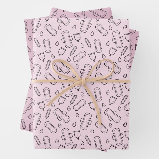 Eerste Periode Partij Pastel Roze Tampon Pad Patro Inpakpapier Vel (In situ)