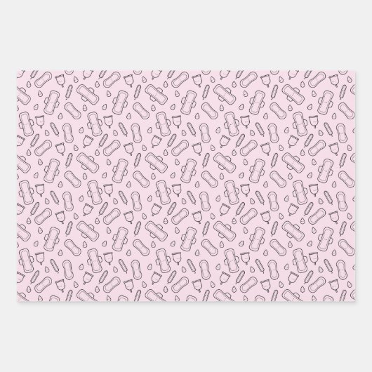 Eerste Periode Partij Pastel Roze Tampon Pad Patro Inpakpapier Vel (Voorkant)