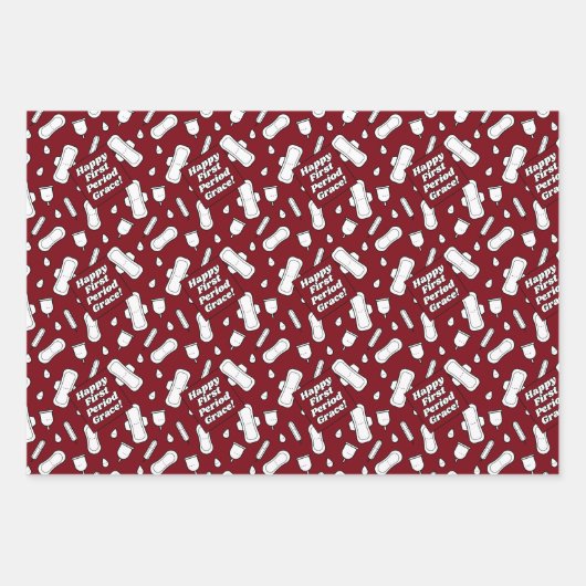 Eerste Periode Partij Rood Wit Pad Patroon Tekst Inpakpapier Vel (Voorkant 2)