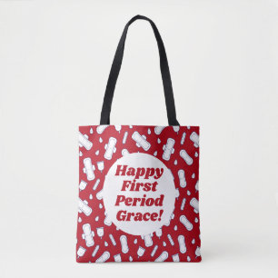 Eerste Periode Party Donkerrood Tampon Pad Tote Bag