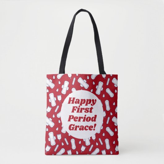 Eerste Periode Party Donkerrood Tampon Pad Tote Bag (Voorkant)