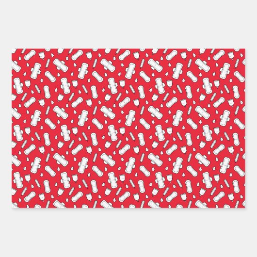 Eerste Periode Party Rood Wit Tampon Pad Patroon Inpakpapier Vel (Voorkant 3)