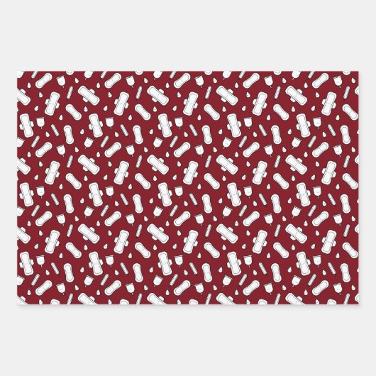 Eerste Periode Party Rood Wit Tampon Pad Patroon Inpakpapier Vel (Voorkant 2)