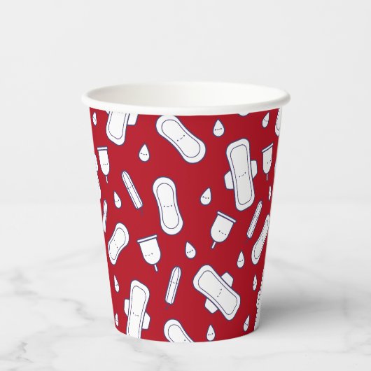 Eerste Periode Party Rood Wit Tampon Pad Patroon Papieren Bekers (Achterkant)