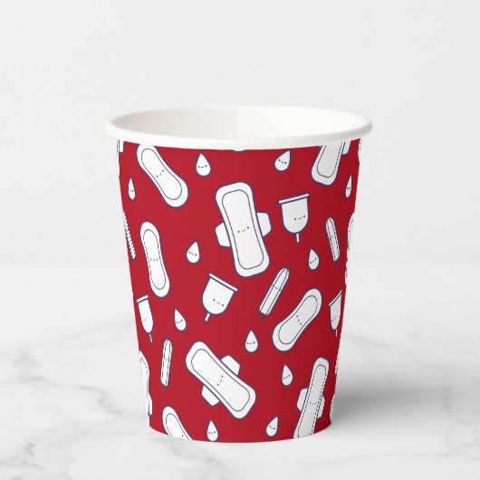 Eerste Periode Party Rood Wit Tampon Pad Patroon Papieren Bekers (Links)